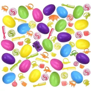 Easter Eggs with Surprise Toy 24-Pack Colorful Kids Party Favor Baskets Game - Picture 1 of 4