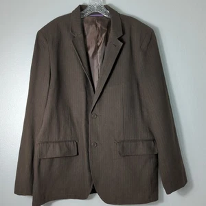Gap Mens Size Large 2 Button Brown Pin Strip Cotton Blazer 102 - Picture 1 of 10