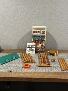 Lincoln Logs Conestoga Homestead in Canister - 24 Pieces Shown In Pictures - Picture 1 of 6