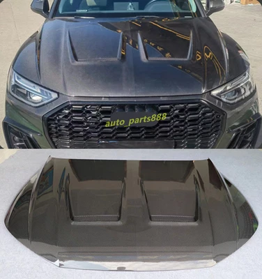 Fit For Audi Q5 SQ5 2018-25 Real Carbon Fiber car Front Hood Vented Bonnet Cover - Image 1 of 4