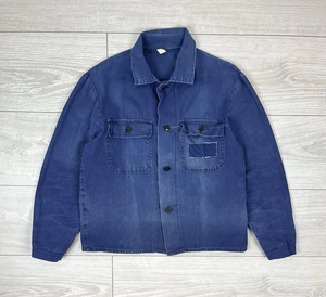 Le Laboureur Vintage 70s Sanfor Blue French Work Chore Jacket Mens M Size - Picture 1 of 8