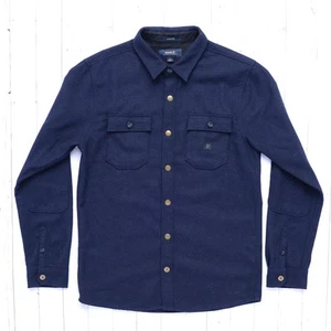 Roark Revival Shirt Mens Small Navy Andes Flannel Heavyweight Snaps Wool Blend - Picture 1 of 9