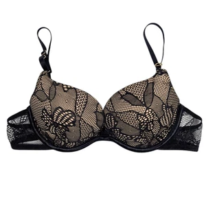 Victoria's Secret Very Sexy Push Up Bra Women's Size 34B Black Floral Lace Cute - Picture 1 of 5