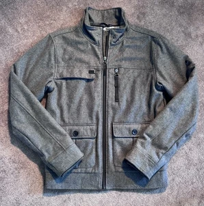 Nixon The Cap Jacket Men Sz M Gray Full Zip Checker Lined Wool Pockets - Picture 1 of 9