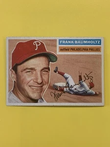 1956 Topps #274 Frank Baumholtz, parte posterior gris, Philadelphia Phillies, casi nuevo-menos - Imagen 1 de 2