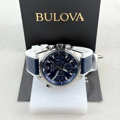 Bulova Men's Marine Star 96B287 Chronograph Blue Dial Silicone Quartz Watch - Image 1 of 4