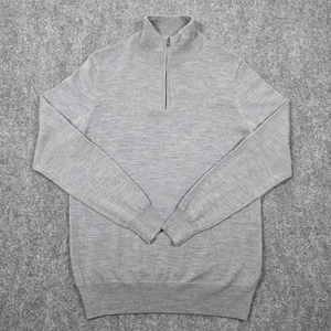 NWT Christian Lacroix 1/4 Zip Mens Gray S Sweater 100% Extra Fine Merino Wool - Picture 1 of 7