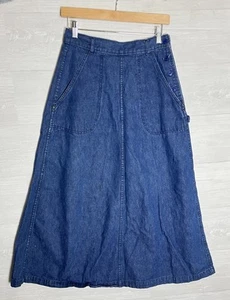 Ralph Lauren Womens Size 10Western Blue Jean Maxi Skirt USA Pockets Denim 80’s - Picture 1 of 9