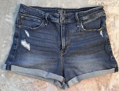 Abercrombie & Fitch Simone High Rise Shorts Women's Sz 31/ 12 Denim Blue Dark - Image 1 of 4