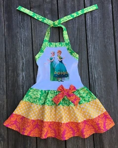 Frozen Fever Anna Elsa Summer Girl Twirl Dress - Picture 1 of 1