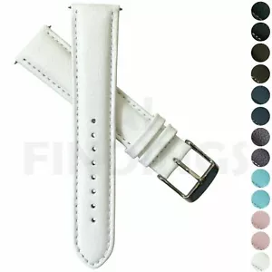 Genuine Padded Buffalo Grain White Leather Watch Strap Band Stainless  - Picture 1 of 3