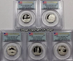 2013 S CLAD AMERICA THE BEAUTIFUL QUARTER SET PCGS PR70DCAM FIRST STRIKE BOX FS - Picture 1 of 4