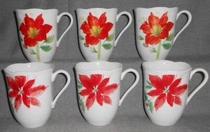 Juego (6) Tazas Lenox PATRÓN DE PRADO DE INVIERNO 12 OZ con mango VACACIONES-NAVIDAD - Imagen 1 de 9