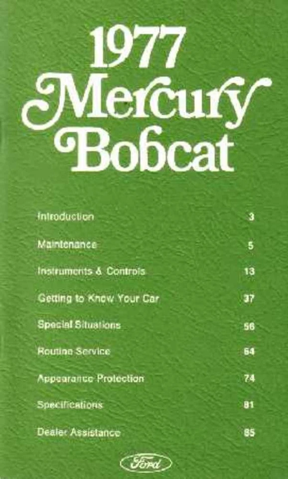 Mercury Bobcat 1977 manual del propietario guía del usuario referencia operador libro fusibles Foto 1 de 1