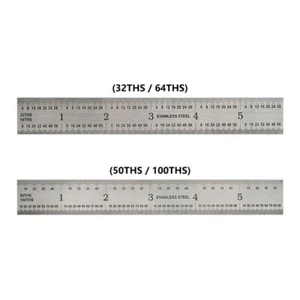 6 Zoll Präzision 16R starres Edelstahllineal - (1/50 Zoll, 1/100 Zoll, 1/32 Zoll, 1/64 Zoll) - Bild 1 von 1