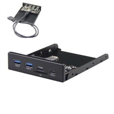 Front Panel Hub 20 Pin auf USB Typ-C USB 3.0 Micro SD/TF für 3,5" Open Bay Space - Bild 1 von 4