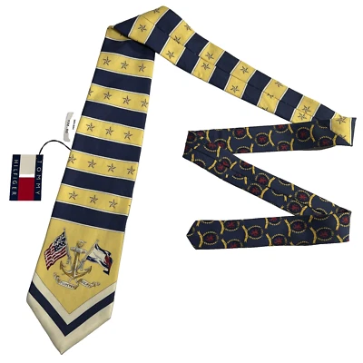 Corbata Tommy Hilfiger para hombre con estampado de rayas marinas 100 % seda hecha a mano en EE. UU. Foto 1 de 4
