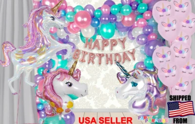 139pc COMPLETE 16ft Pearl Balloon Arch Garland Set+Unicorn HAPPY BIRTHDAY PARTY - Image 1 of 4