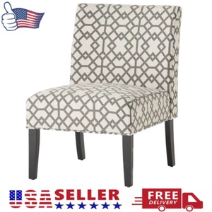 Accent Chair Upholstered Tapered Legs Plush Seating Fabric Rubberwood Armless - Picture 1 of 9