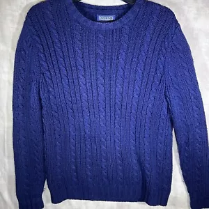 Lands End dunkelblau 100 % Baumwolle Grobstrick Zopfmuster Fischer Pullover Größe S 6-8 - Bild 1 von 7