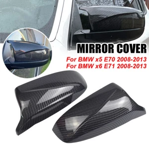 Pair M Style Rear View Mirror Cap Cover For BMW X5 X6 E70 E71 07-13 Carbon Fiber - Picture 1 of 13