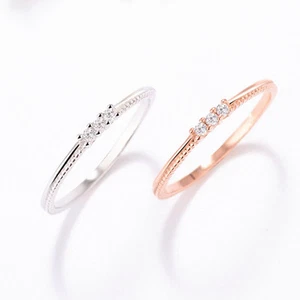 Anillo de boda ultrafino de plata 925 circonita cúbica para mujer de plata/oro rosa talla 3-8 - Imagen 1 de 12