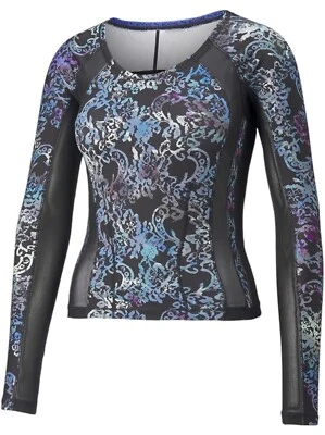 NWT Women's Puma x Koché Blue Print & black Mesh Athletic shirt Large MSRP $135 - Image 1 of 4