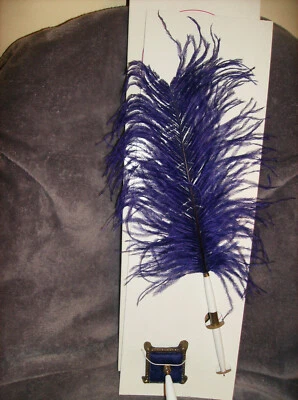NEW PURPLE FEATHER PEN & VELVET BASE GUEST BOOK WEDDING JAMIE LYNN 18" NEW N BOX - Image 1 of 4