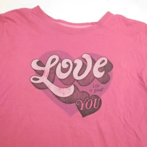 LIFE IS GOOD LOVE YOU HEART TEE T-SHIRT Damen XS Rosa  - Bild 1 von 4