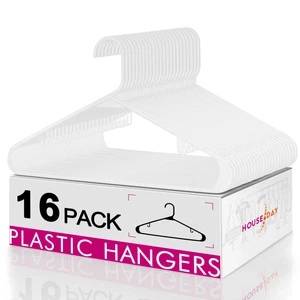 10Pack Black Plastic Hangers Space Saver for Clothing Coats Shirts Pants Dresses - Picture 1 of 9