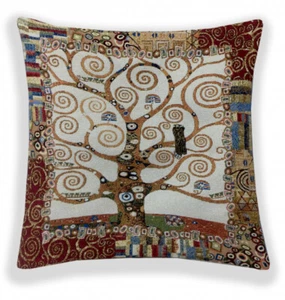 Dekokissen Kissenbezug Kissenhülle Hülle Gobelin Baum des Lebens Klimt 45x45 cm - Bild 1 von 4