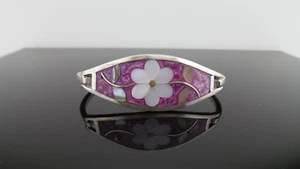 Alpaca Silver Abalone Flower Pink with Clasp Bracelet 7" 13 grams - Picture 1 of 10