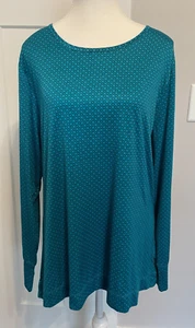 LANDS END Womens TOP Long Sleeve BLUE Geometric Stretch Athletic Size 1X 16W-18W - Picture 1 of 5