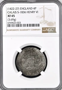 Henry VI 1422-1427 4p Groat NGC XF45 First Reign Hammered S-1836 ENGLAND CALAIS - Picture 1 of 3