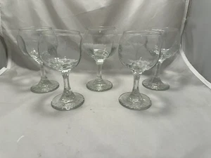 Libbey Chilvalry Bicchiere Vino Trasparente Set di 5 Stemme 5 1/4"" Texture RARO - Foto 1 di 6