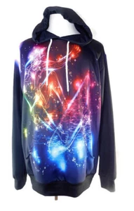Chaqueta de Diseño de Surfista Laidipas Unisex Negra Multicolor con Capucha Impresa ~ Talla XXL - Imagen 1 de 6
