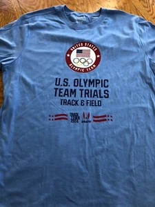 NEW 2024 Nike OLYMPIC Track & Field TRIALS Men's T Shirt BLUE sz XL TRACKTOWN24 - Picture 1 of 2