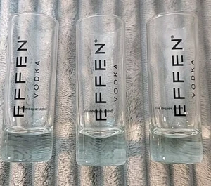 EFFEN Premium Vodka 3 Shot Glasses Clear Black Logo Shotglass Barware Mancave  - Picture 1 of 5
