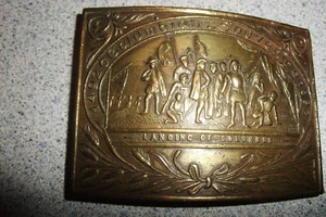 Vintage Tiffany Studios Landing o Columbus Brass Belt Buckle COLUMBIAN EXPO - Picture 1 of 5