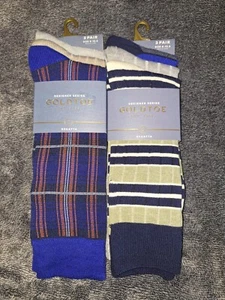 Gold Toe Designer Serie Regatta 6 Paar karierte gestreifte Socken Herren Größe 6-12,5 - Bild 1 von 4