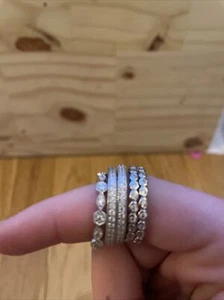 Sterling Silver Rhodium-plated Cubic Zirconia 5 Piece Eternity Ring Size Set 6 - Picture 1 of 6
