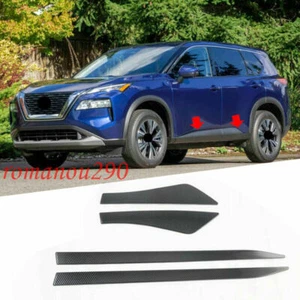 4x For Nissan Rogue 21-22 Carbon Fiber Style Side Door Body Mouldings Cover Trim - Picture 1 of 3