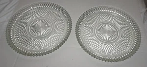 Set of 2 Indiana Glass Diamond Point Clear Crystal Hostess Plates - Picture 1 of 10