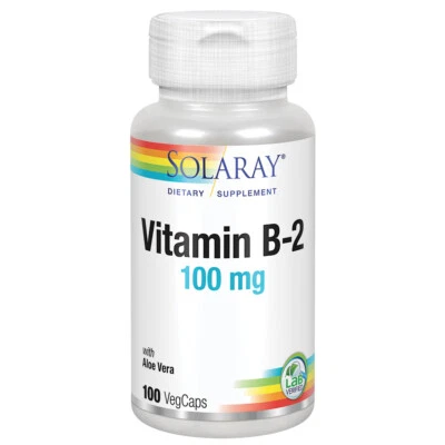 Solaray Vitamin B-2 Riboflavin 100 mg with Aloe Vera | 100 CT - Image 1 of 4