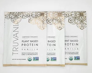 Truvani  3 PACK Plant Based Protein 3 VANILLA Single Serving Packets 1.02oz Each - Picture 1 of 5