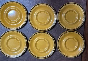Stonecraft Pueblo Untertasse Senf gelb Blumenmuster Keramik MCM Japan Vintage - Bild 1 von 6