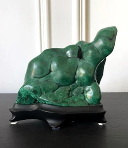 Malachite Rock Specimen on Display Stand as a Viewing Stone - Picture 1 of 12