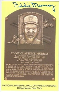 Autographed Eddie Murray Hall of Fame Gold Plaque Post Card -Beckett Wit Holo - Bild 1 von 1
