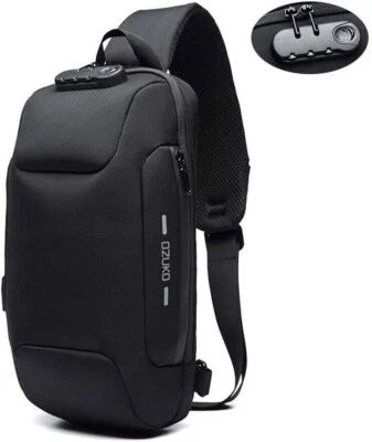 Bolso de hombro mensajero antirrobo para hombre con puerto de carga USB impermeable Foto 1 de 4