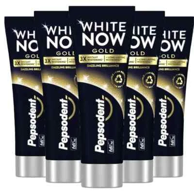 5 x Pepsodent White Now Gold toothpaste 75ml Instant Teeth Whitener - Image 1 of 3